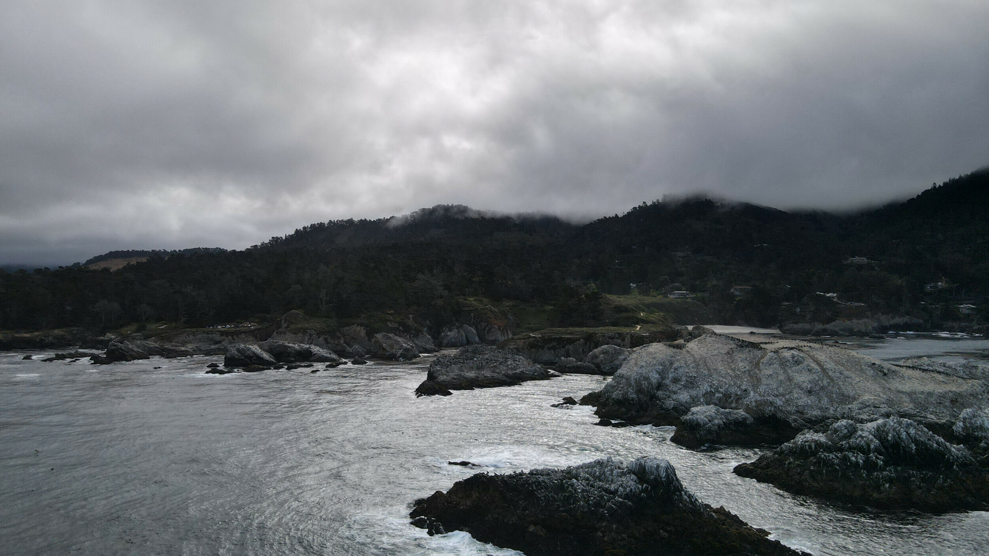 View of Bird Island from the rocky shores of Point Lobos State Reserve, California