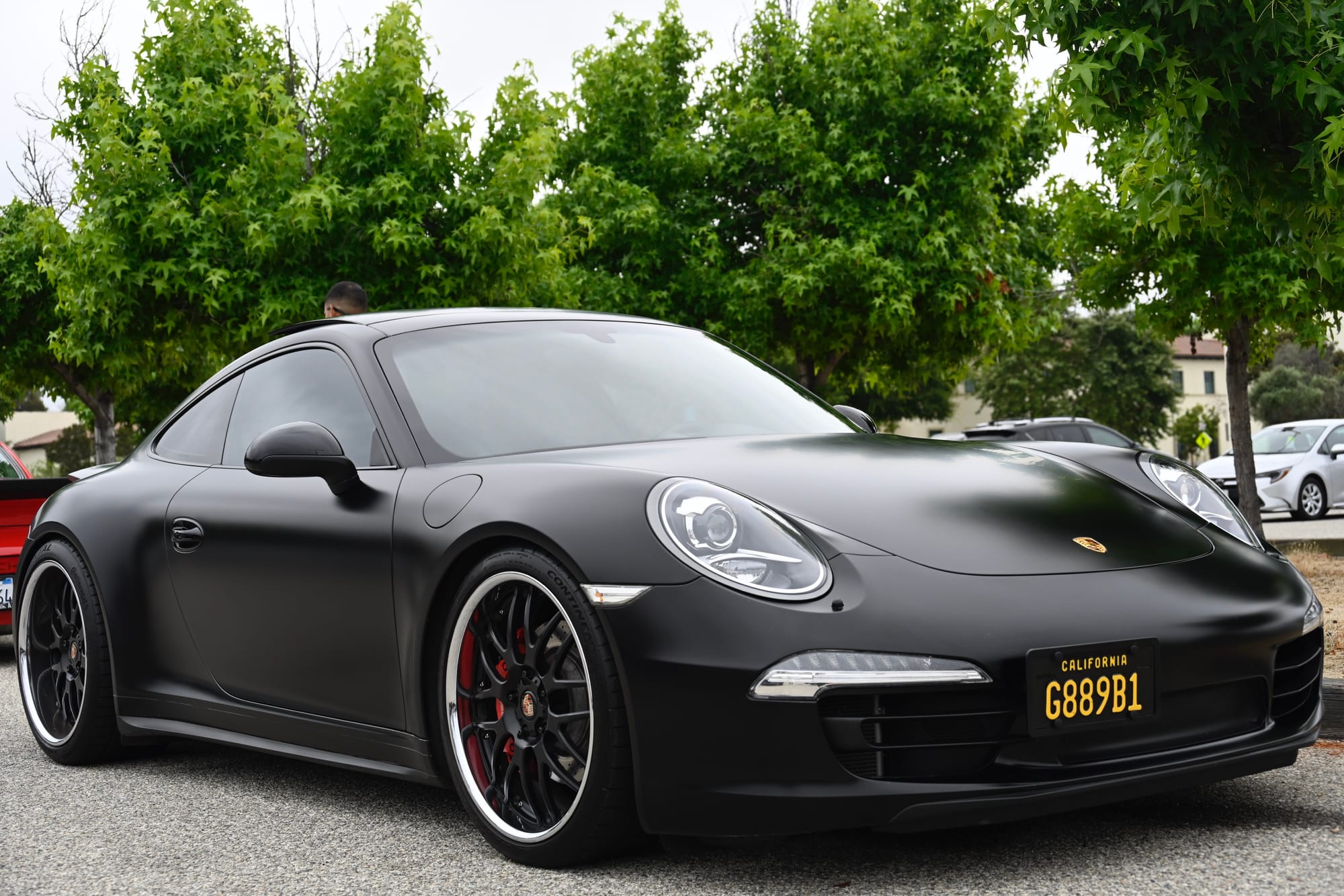 Black Porsche displayed at the Super Sunday Car Show in Woodland Hills, California