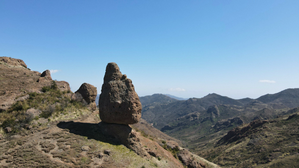 Balanced Rock, a natural sandstone formation, seen on Mishe Mokwa Trail.